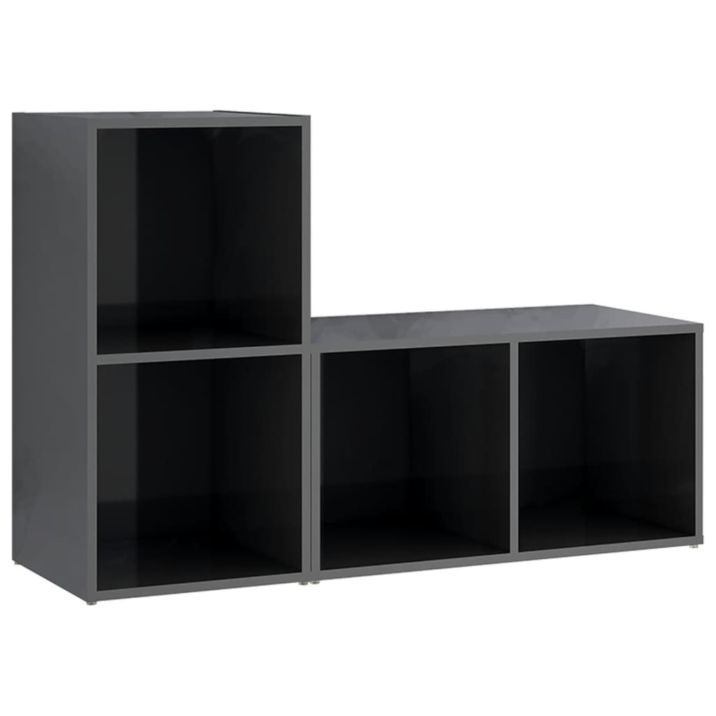Mobili TV 2 pz Grigio Lucido 72x35x36,5 cm in Legno Multistrato - homemem39