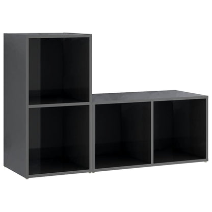 Mobili TV 2 pz Grigio Lucido 72x35x36,5 cm in Legno Multistrato - homemem39