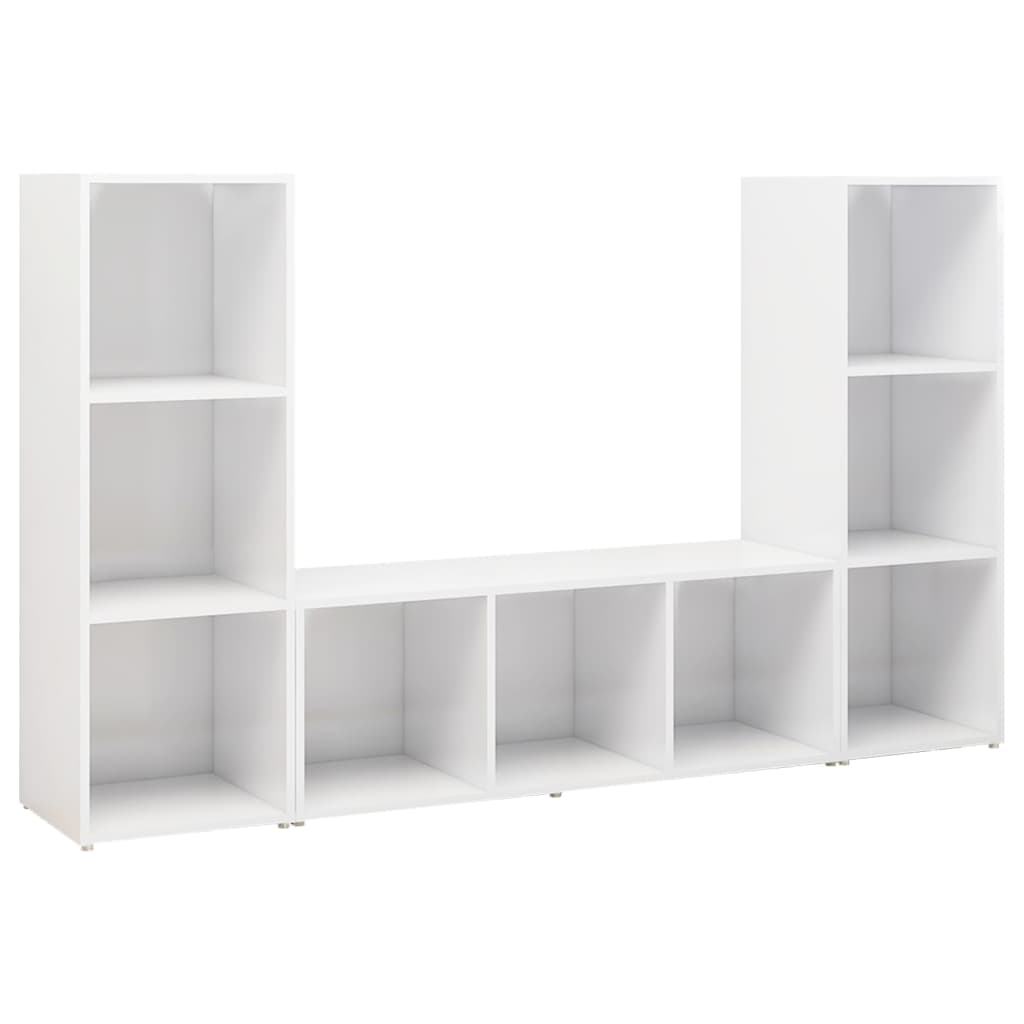Mobili TV 3 pz Bianchi 107x35x37 cm in Legno Multistrato - homemem39