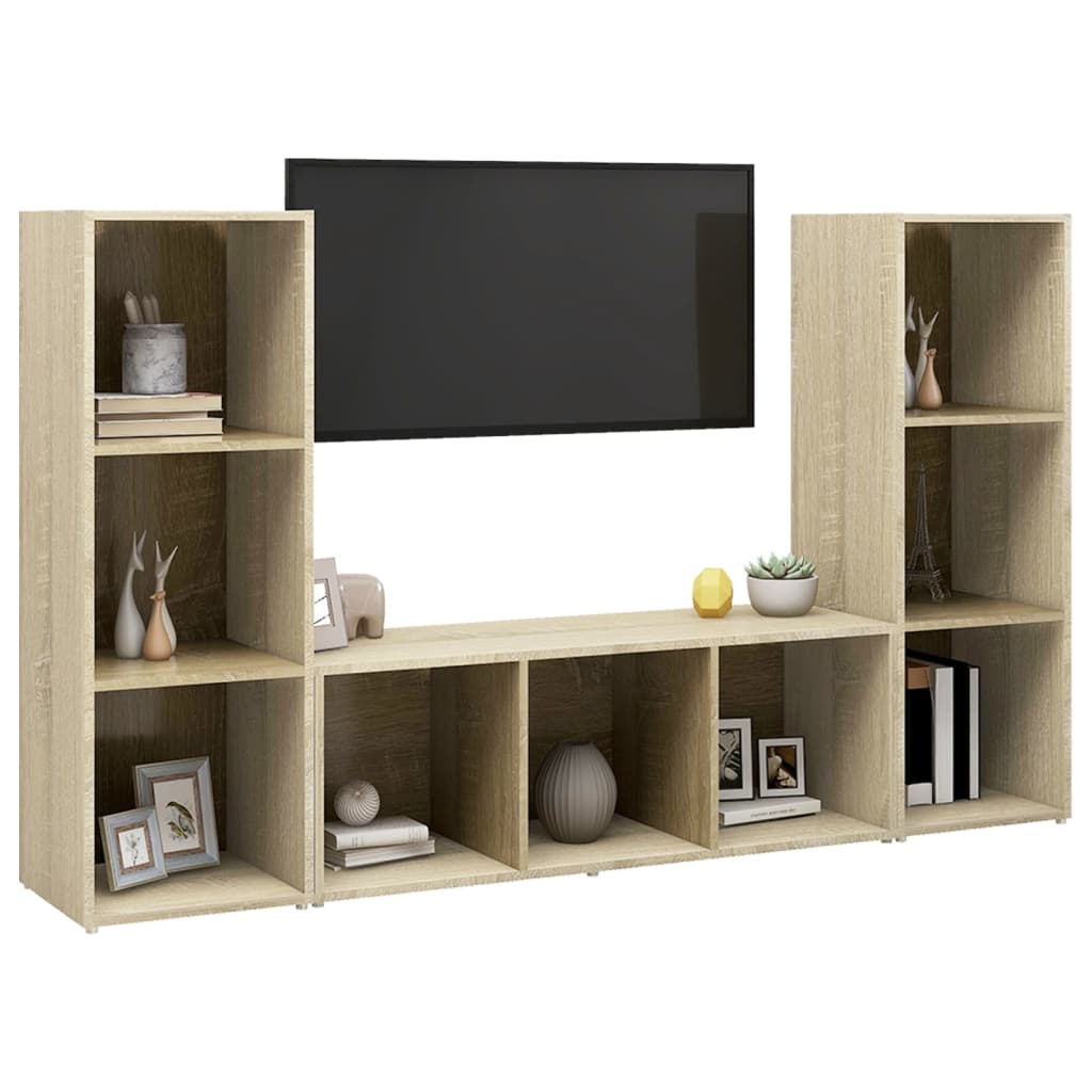Mobili TV 3 pz Rovere Sonoma 107x35x37 cm in Legno Multistrato - homemem39