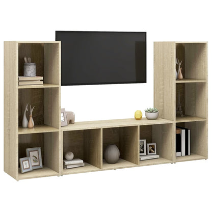 Mobili TV 3 pz Rovere Sonoma 107x35x37 cm in Legno Multistrato - homemem39