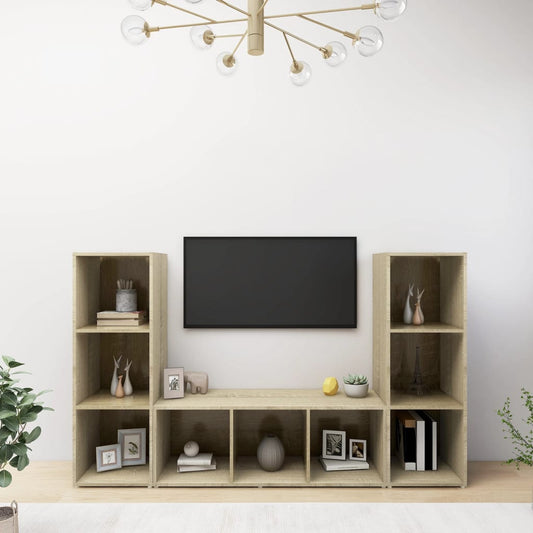 Mobili TV 3 pz Rovere Sonoma 107x35x37 cm in Legno Multistrato - homemem39