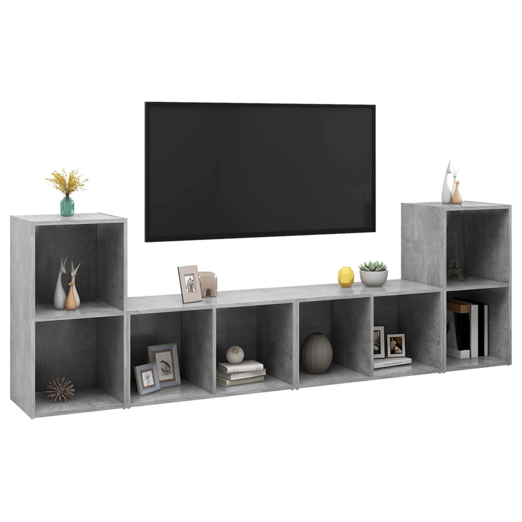 Mobili TV 4 pz Grigio Cemento 72x35x36,5cm in Legno Multistrato - homemem39