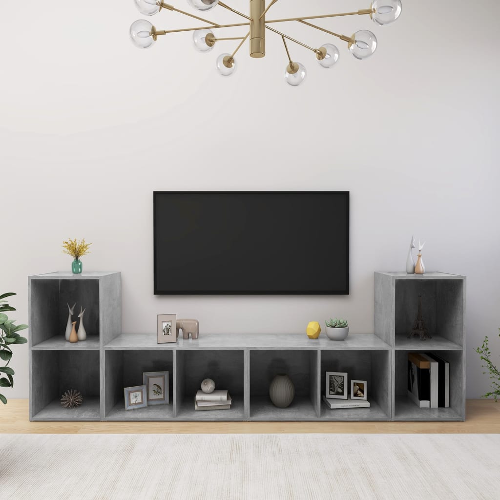 Mobili TV 4 pz Grigio Cemento 72x35x36,5cm in Legno Multistrato - homemem39