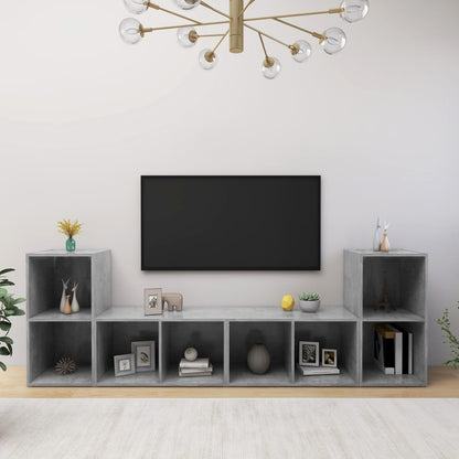 Mobili TV 4 pz Grigio Cemento 72x35x36,5cm in Legno Multistrato - homemem39