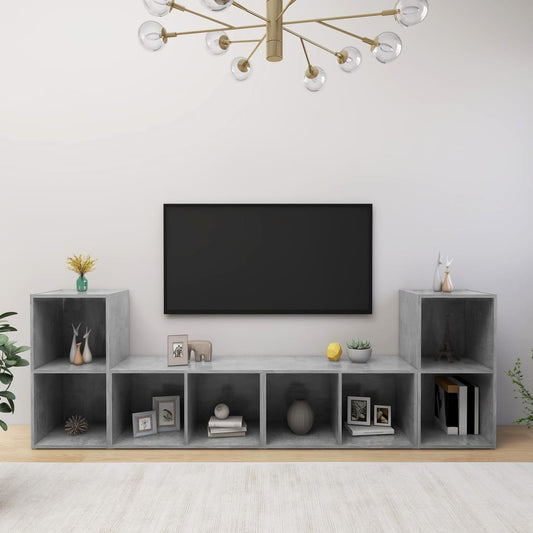 Mobili TV 4 pz Grigio Cemento 72x35x36,5cm in Legno Multistrato - homemem39