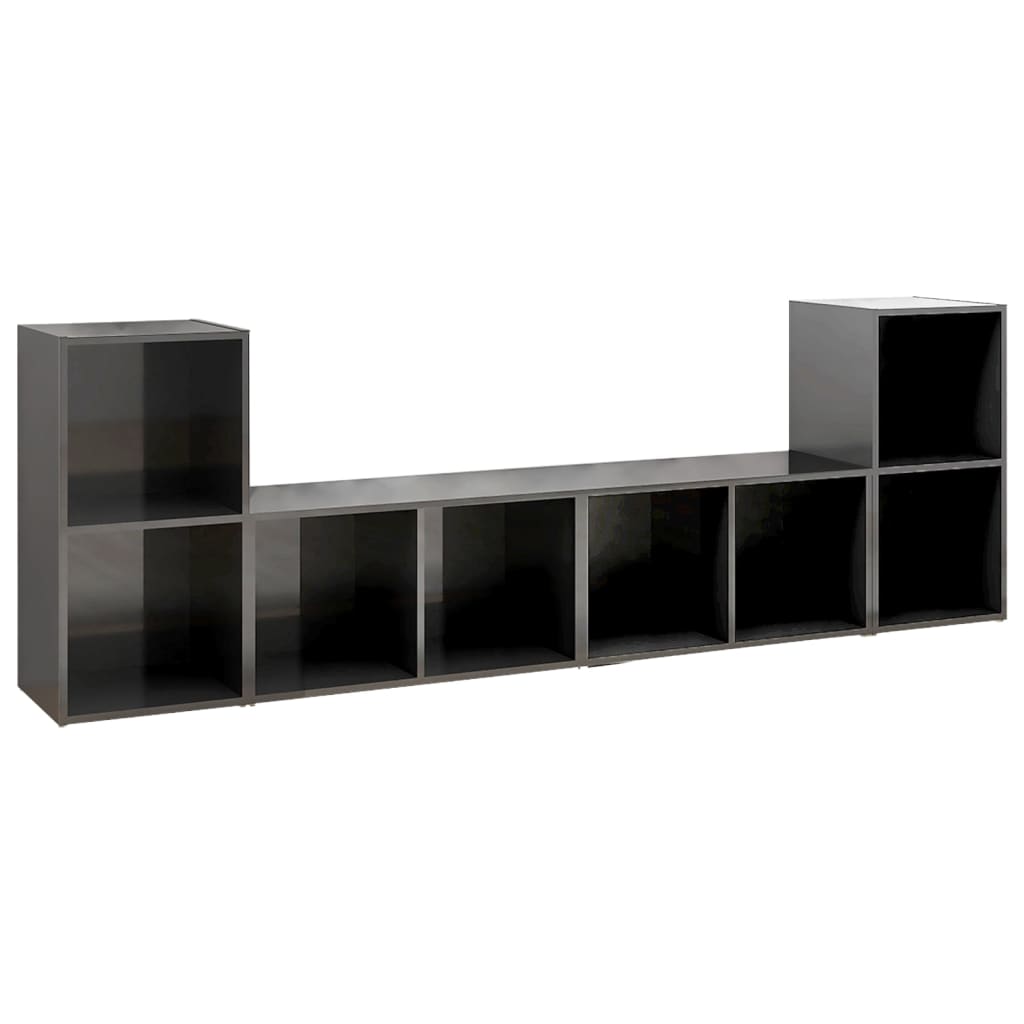 Mobili TV 4 pz Grigio Lucido 72x35x36,5 cm in Legno Multistrato - homemem39