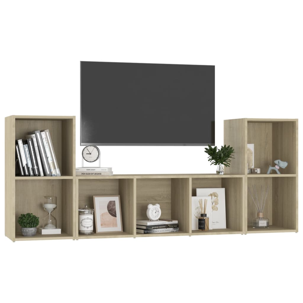 Set Mobile TV 3 pz Rovere Sonoma in Legno Multistrato - homemem39