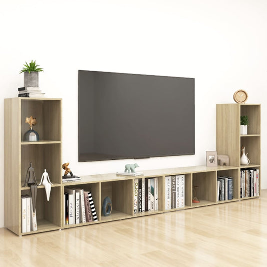 Mobili TV 4 pz Rovere Sonoma 107x35x37 cm in Legno Multistrato - homemem39