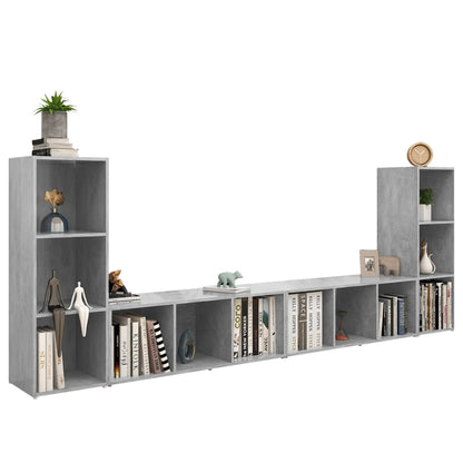 Mobili TV 4 pz Grigio Cemento 107x35x37 cm in Legno Multistrato - homemem39