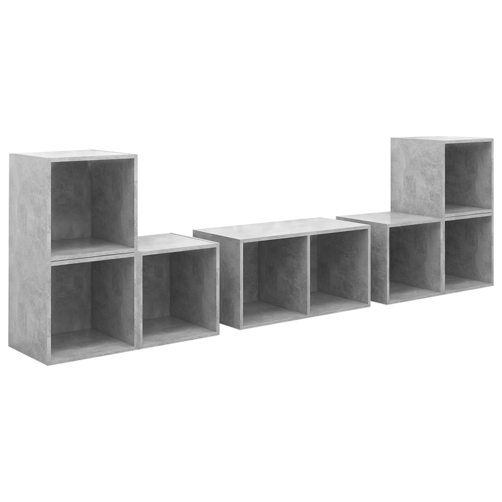 Set Mobile TV 6 pz Grigio Cemento in Legno Multistrato - homemem39