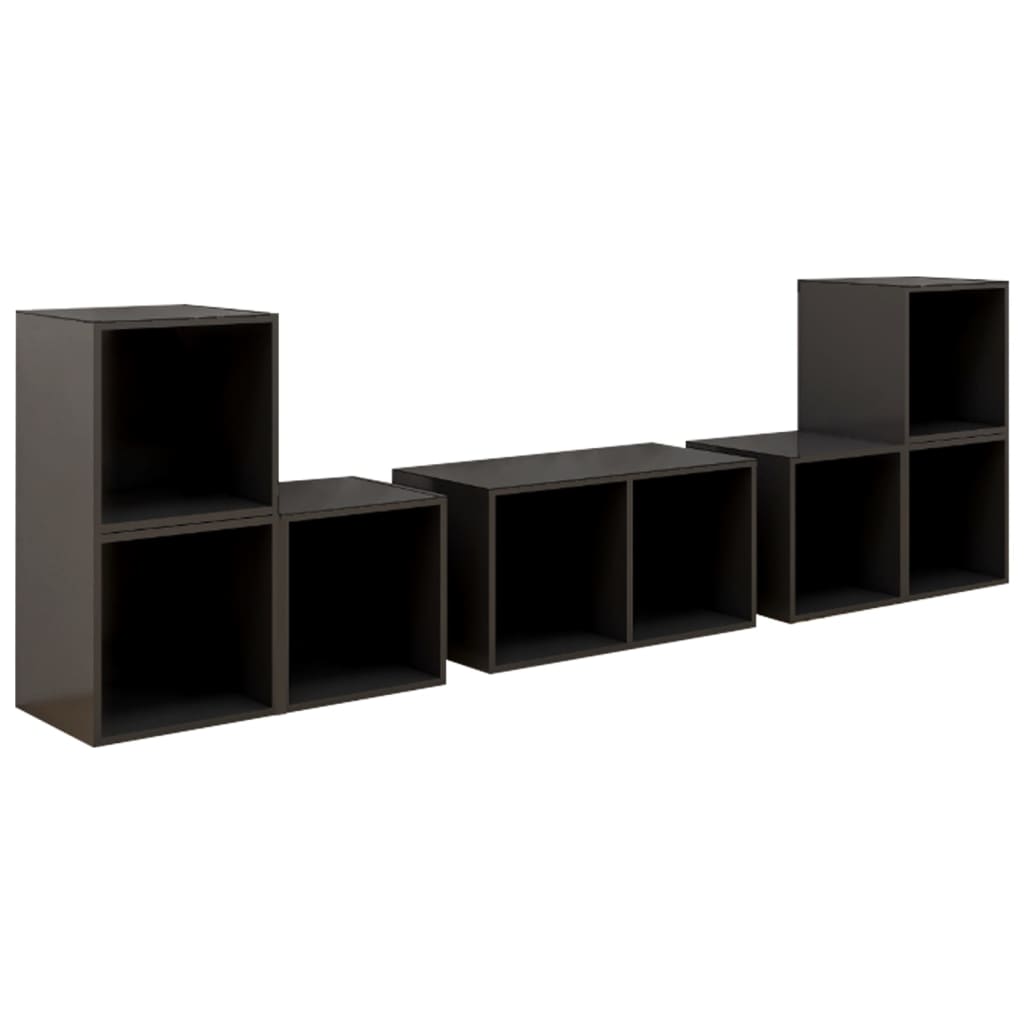 Set Mobili TV 6 pz Grigio Lucido in Legno Multistrato - homemem39