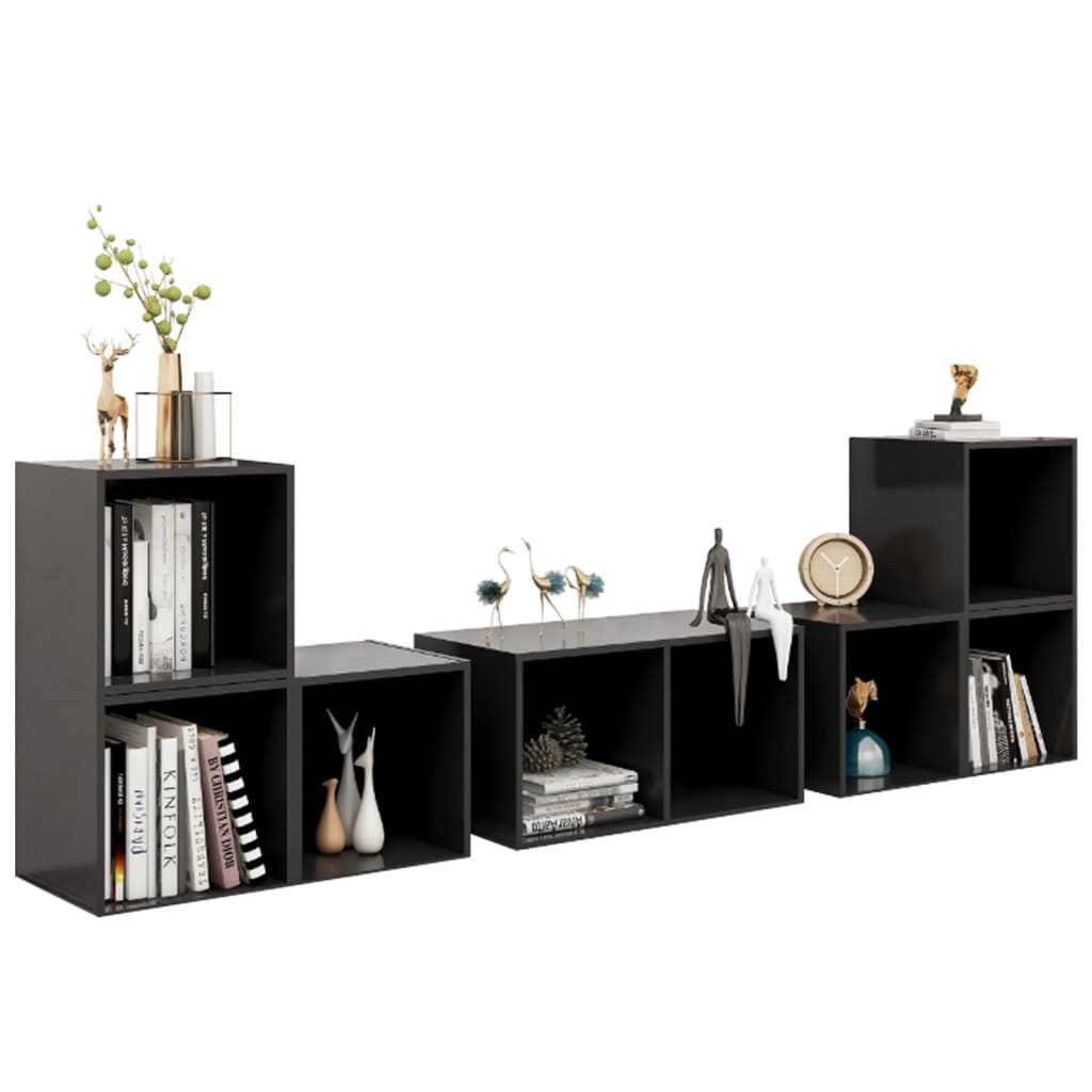 Set Mobili TV 6 pz Grigio Lucido in Legno Multistrato - homemem39