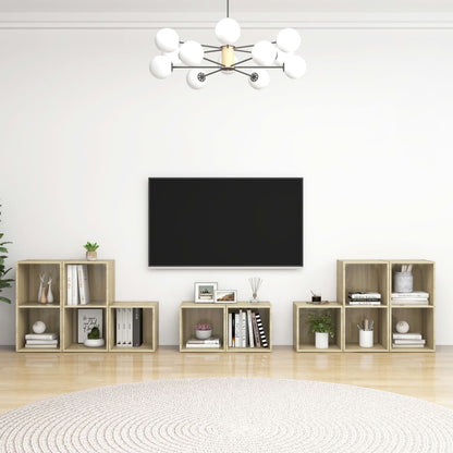 Set Mobile TV 8 pz Rovere Sonoma in Legno Multistrato - homemem39