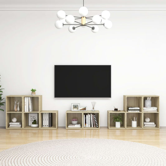 Set Mobile TV 8 pz Rovere Sonoma in Legno Multistrato - homemem39