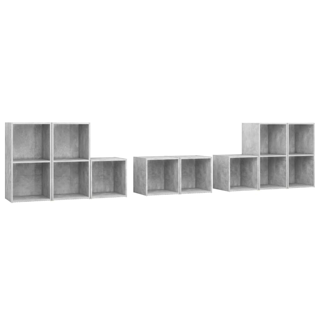 Set Mobile TV 8 pz Grigio Cemento in Legno Multistrato - homemem39