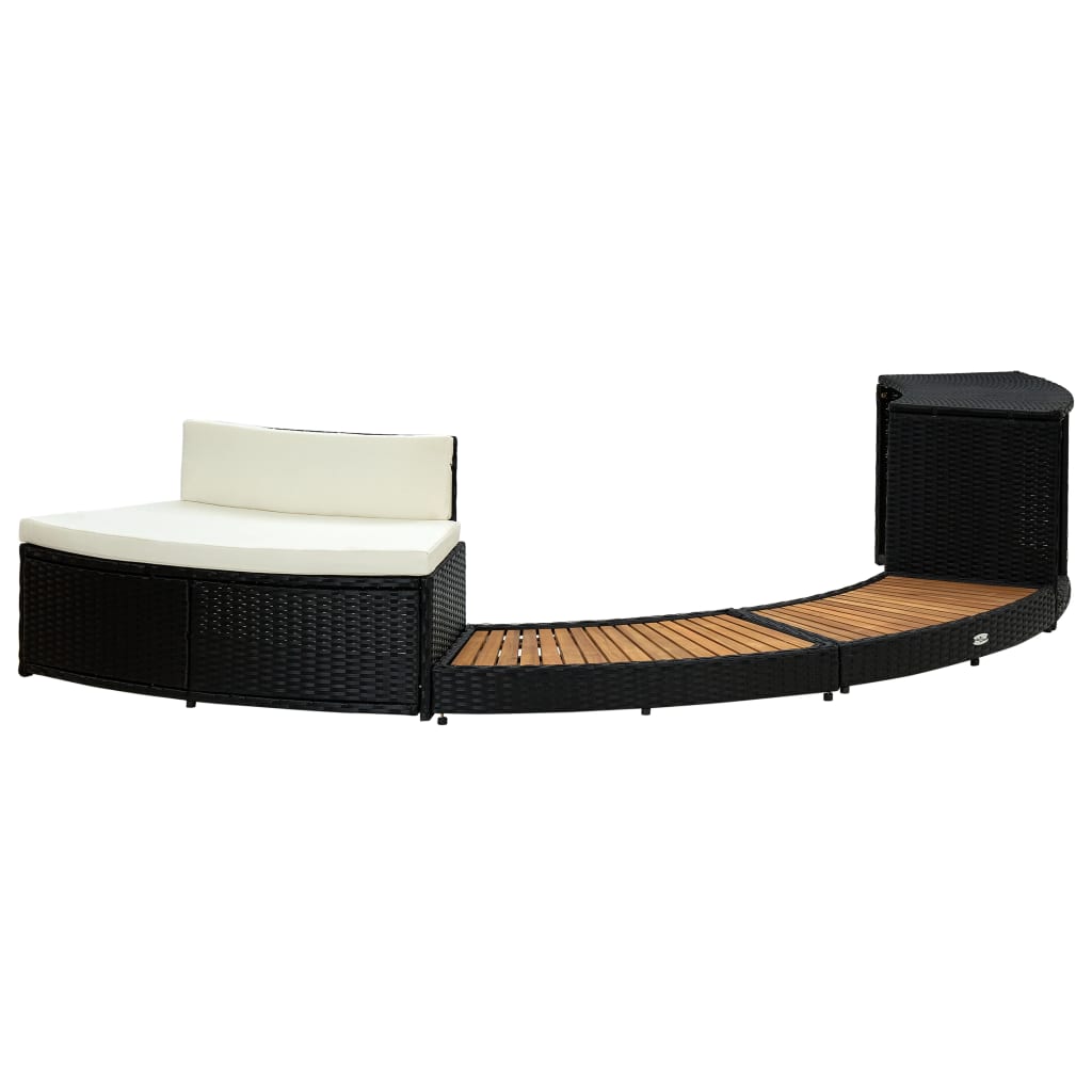 Bordo Spa Nero Polyrattan e Legno Massello di Acacia - homemem39