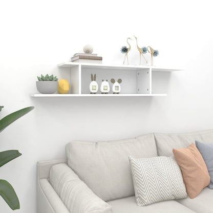 Scaffale TV Parete Rovere Bianco 125x18x23 cm Legno Multistrato | homemem39