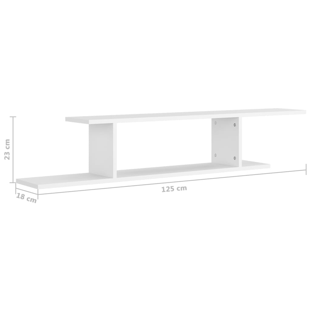 Scaffale TV Parete Rovere Bianco 125x18x23 cm Legno Multistrato | homemem39