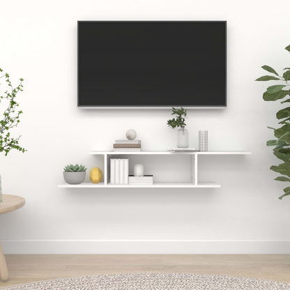 Scaffale TV Parete Rovere Bianco 125x18x23 cm Legno Multistrato | homemem39