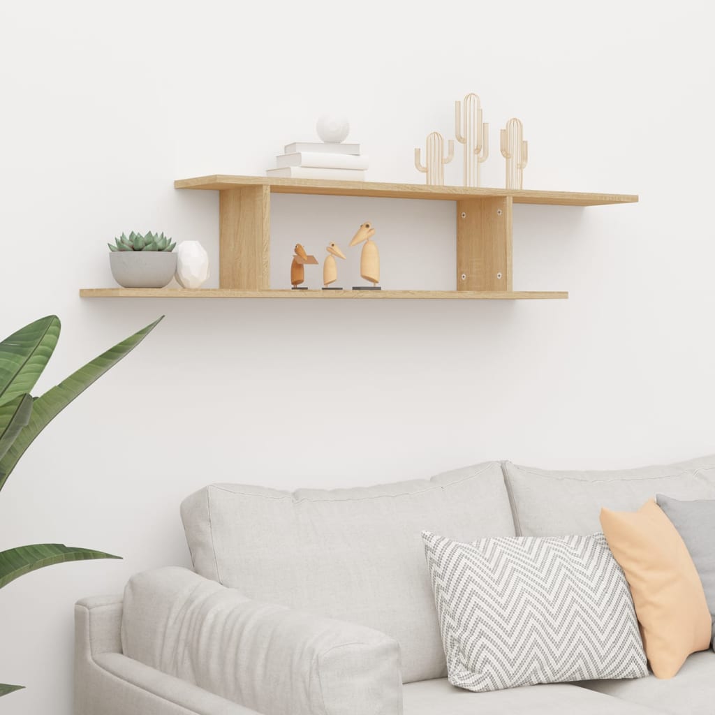 Scaffale TV Parete Rovere Sonoma 125x18x23 cm Legno Multistrato | homemem39