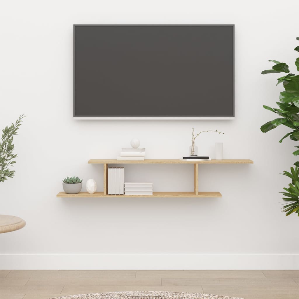 Scaffale TV Parete Rovere Sonoma 125x18x23 cm Legno Multistrato | homemem39
