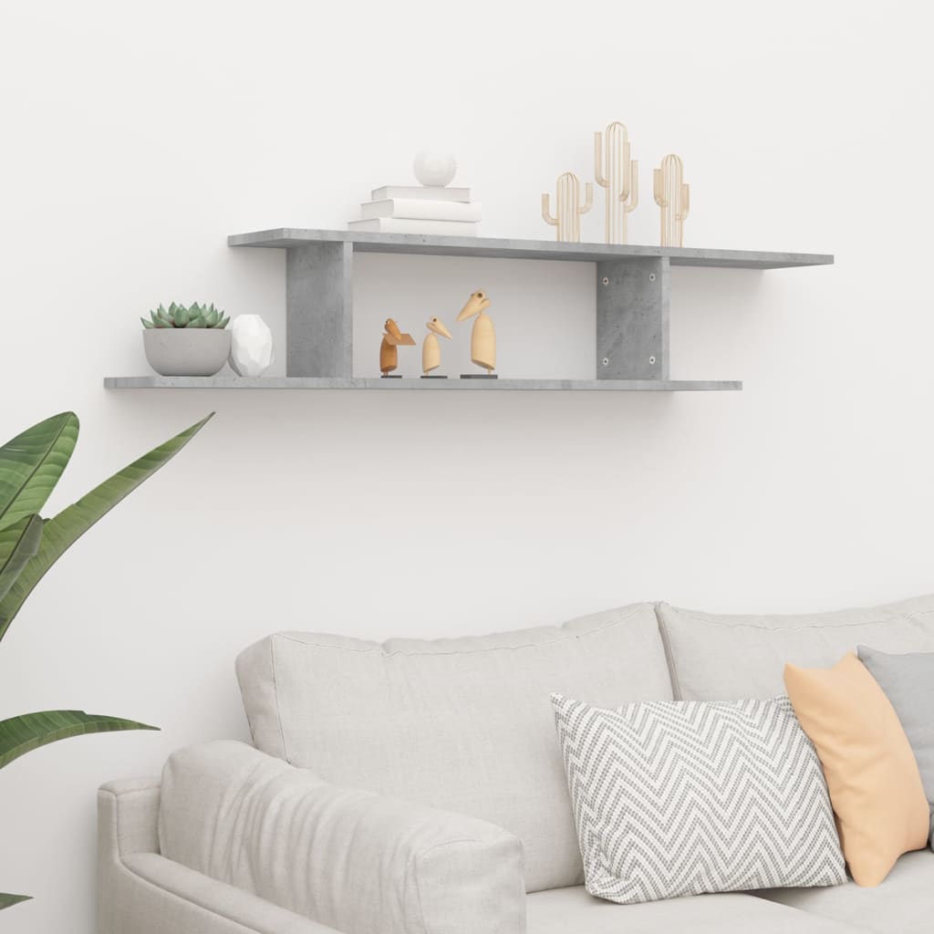 Scaffale TV Parete Grigio Cemento 125x18x23cm Legno Multistrato | homemem39
