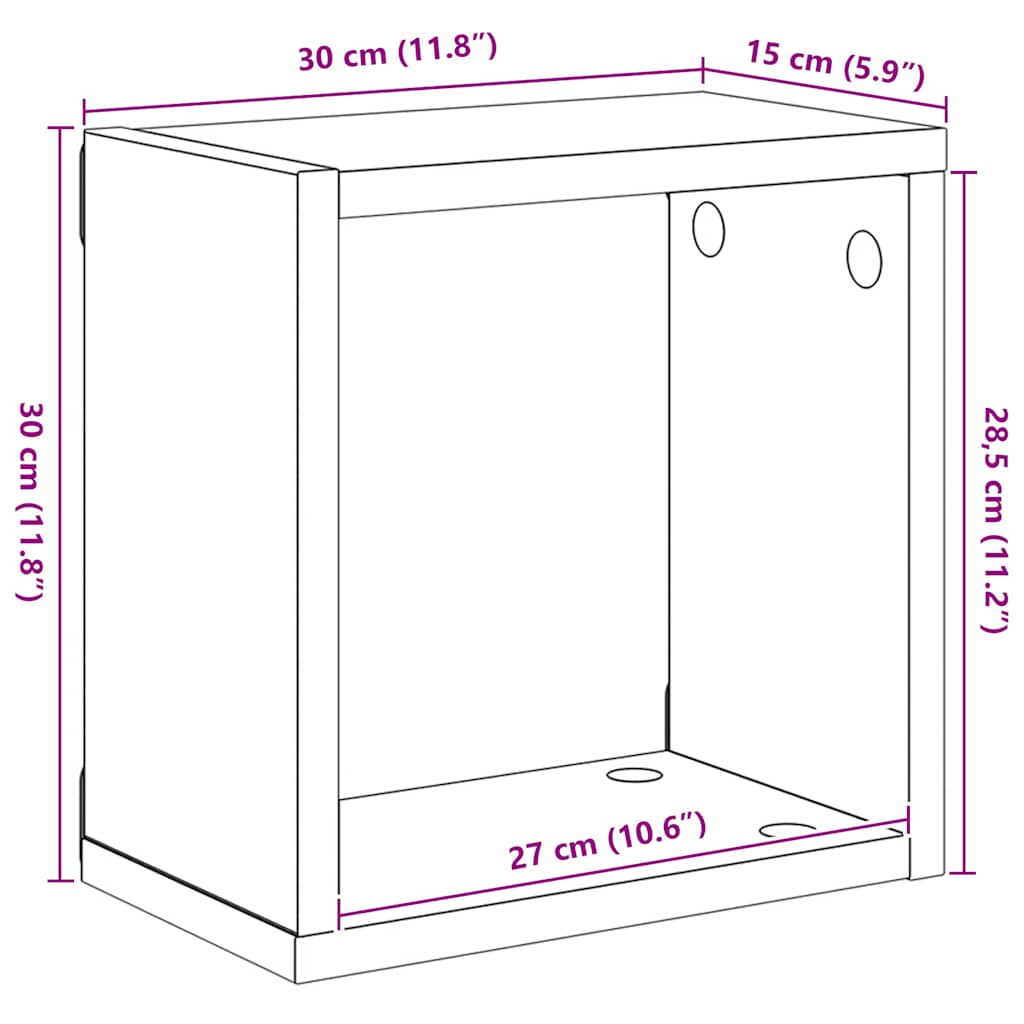 Mensole Parete a Cubo 2 pz Bianche 30x15x30cm | homemem39