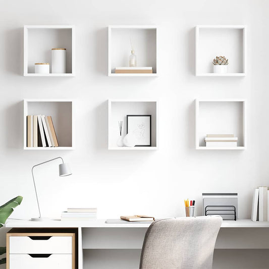 Mensole Parete a Cubo 6 pz Bianche 30x15x30 cm | homemem39