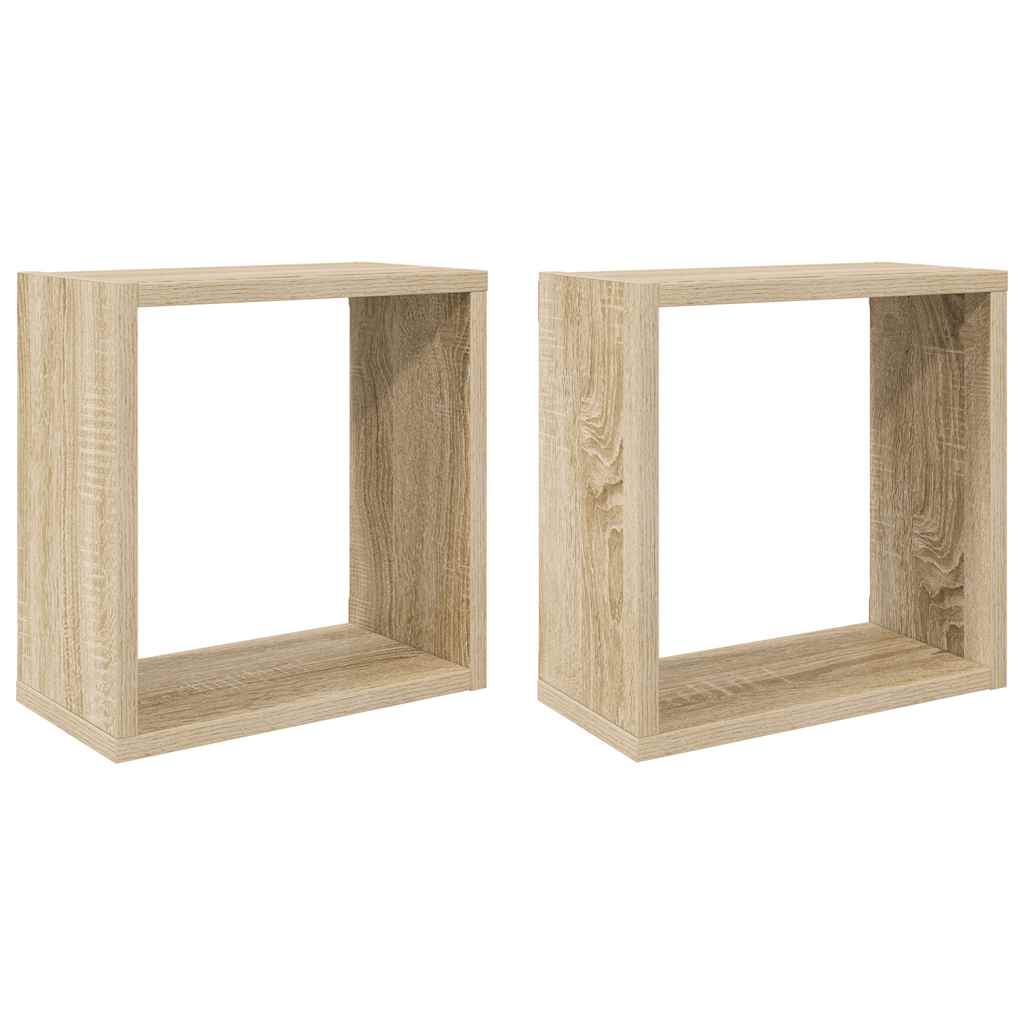 Mensole a Cubo 2 pz Rovere Sonoma 30x15x30 cm | homemem39