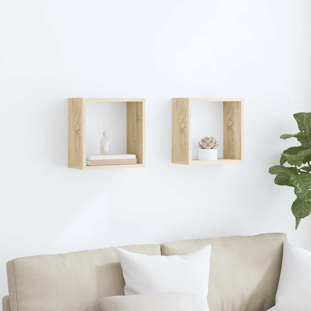 Mensole a Cubo 2 pz Rovere Sonoma 30x15x30 cm | homemem39