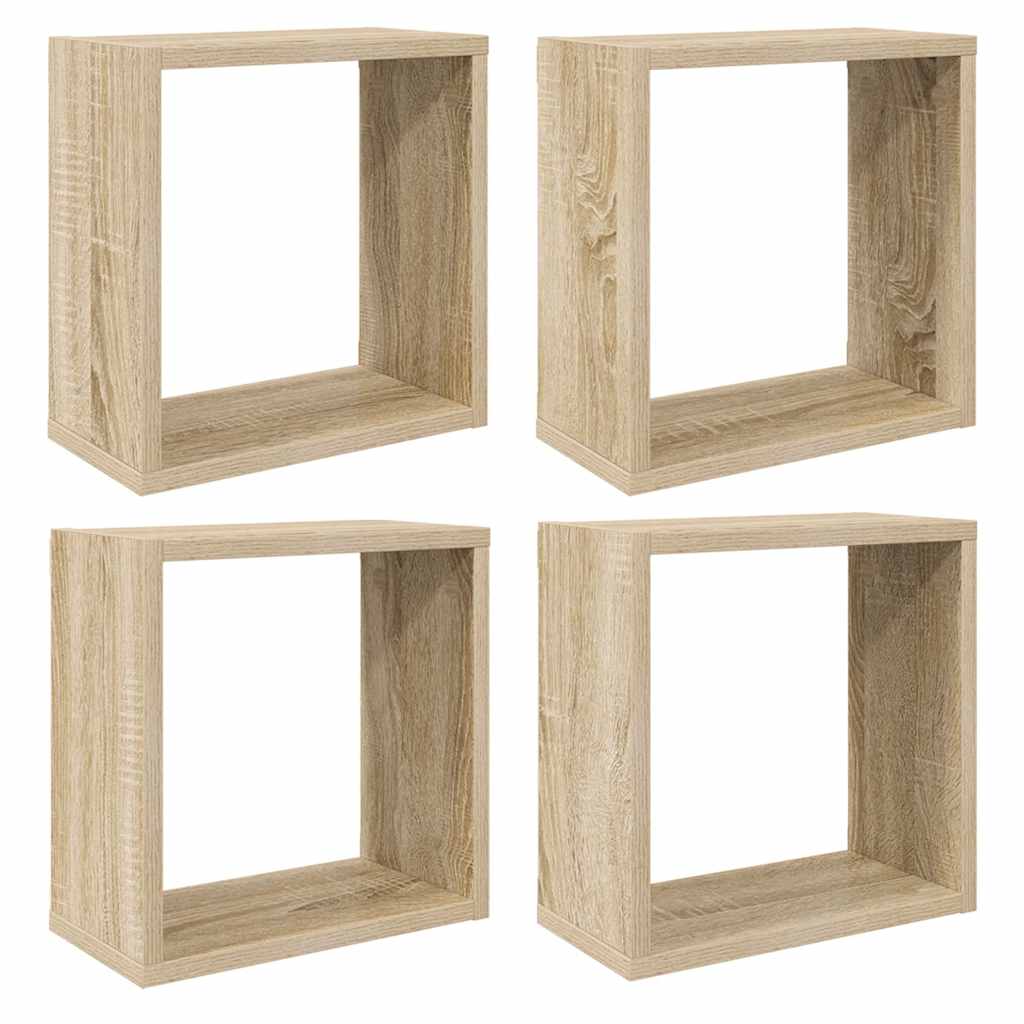 Mensole a Cubo 4 pz Rovere Sonoma 30x15x30 cm | homemem39