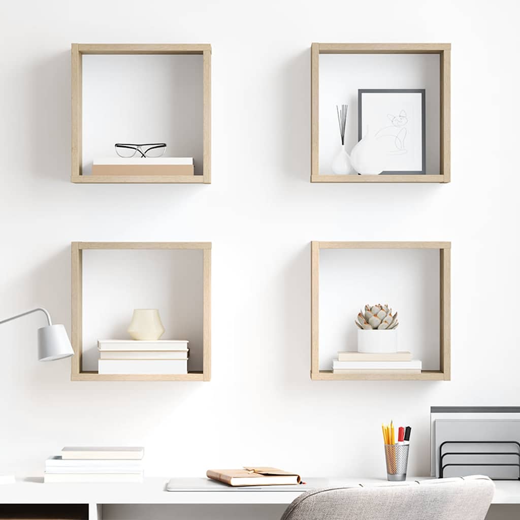 Mensole a Cubo 4 pz Rovere Sonoma 30x15x30 cm | homemem39
