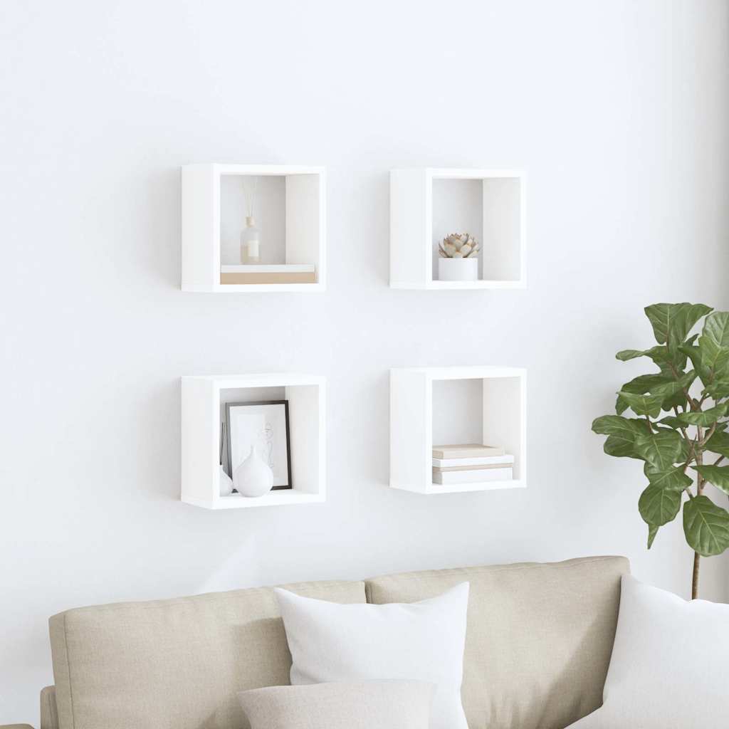 Mensole Parete a Cubo 4 pz Bianche 26x15x26 cm | homemem39