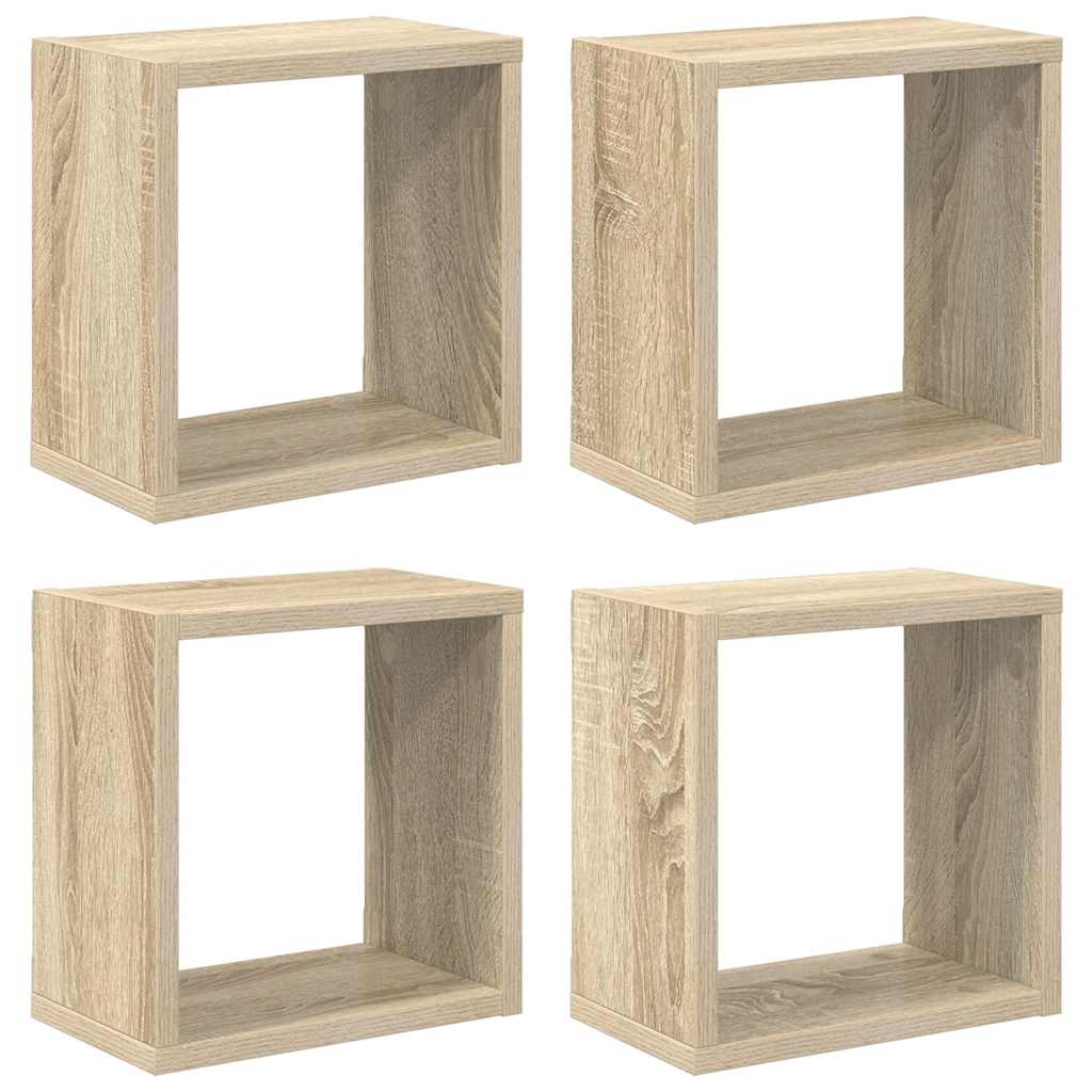 Mensole a Cubo 4 pz Rovere Sonoma 26x15x26 cm | homemem39