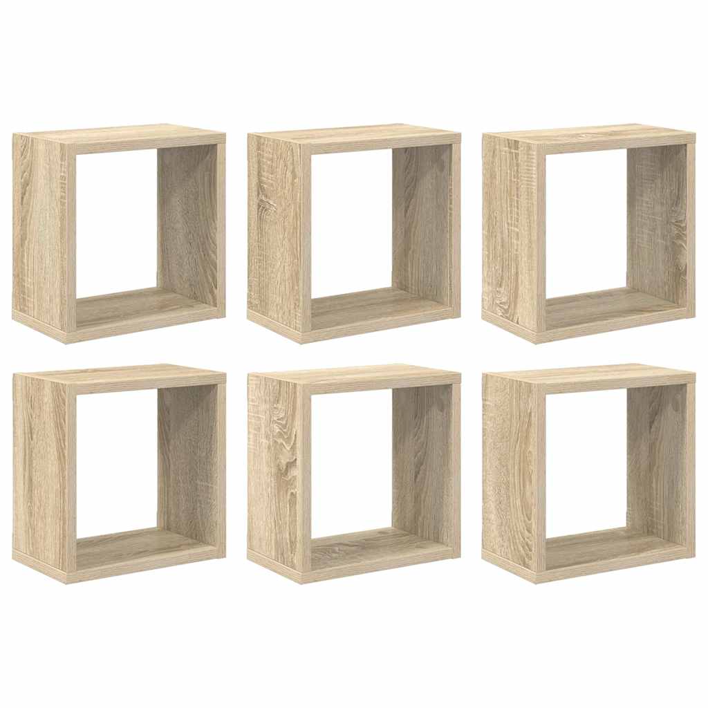 Mensole Parete a Cubo 6 pz Rovere Sonoma 26x15x26 cm | homemem39