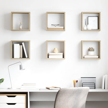 Mensole Parete a Cubo 6 pz Rovere Sonoma 26x15x26 cm | homemem39
