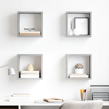 Mensole Parete a Cubo 4 pz Grigio Cemento 26x15x26 cm | homemem39