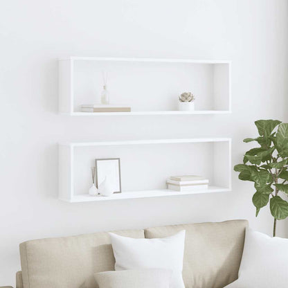 Mensole Parete a Cubo 2 pz Bianco 100x15x30 cm in Multistrato | homemem39