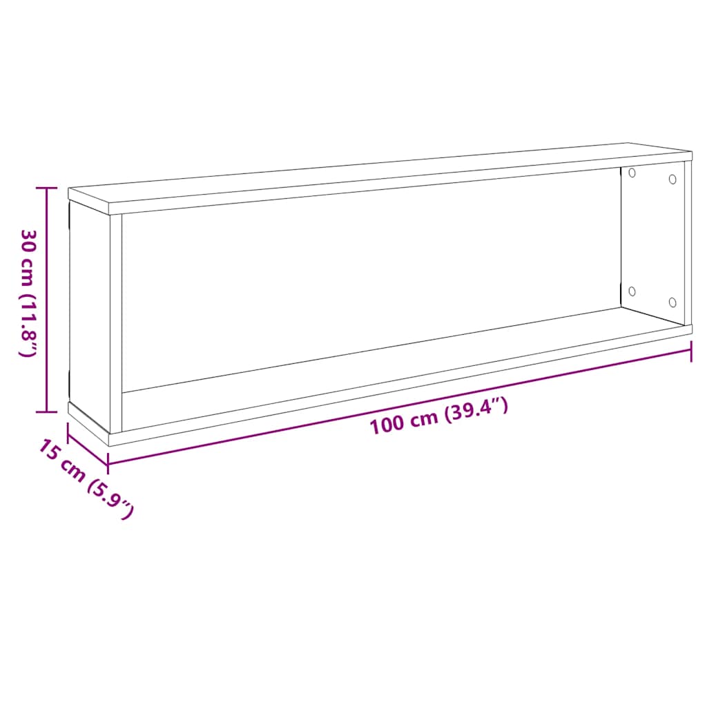 Mensole Parete a Cubo 2pz Rovere Sonoma 100x15x30cm Multistrato | homemem39