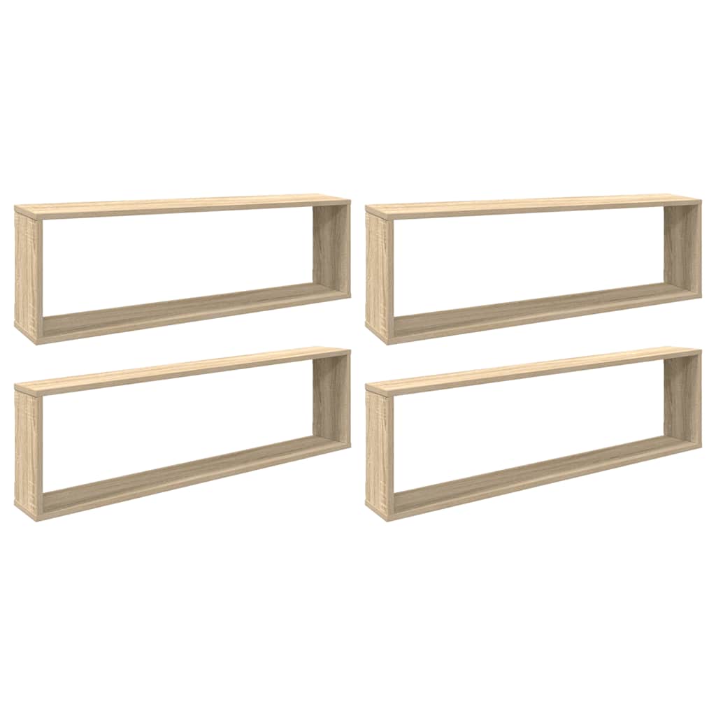 Mensole Parete a Cubo 4pz Rovere Sonoma 100x15x30cm Multistrato | homemem39