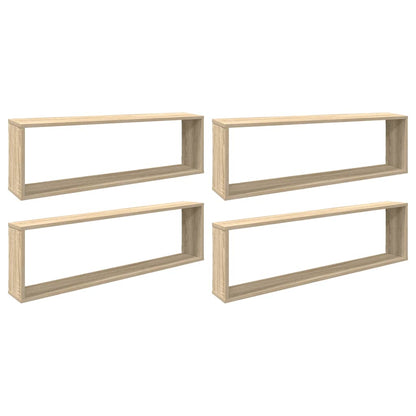 Mensole Parete a Cubo 4pz Rovere Sonoma 100x15x30cm Multistrato | homemem39