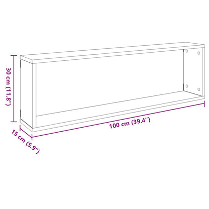 Mensole Parete Cubo 4pz Grigio Cemento 100x15x30 cm Multistrato | homemem39