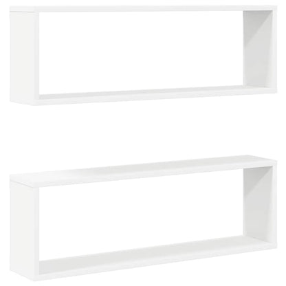 Mensole Parete a Cubo 2pz Bianco 80x15x26,5cm Legno Multistrato | homemem39