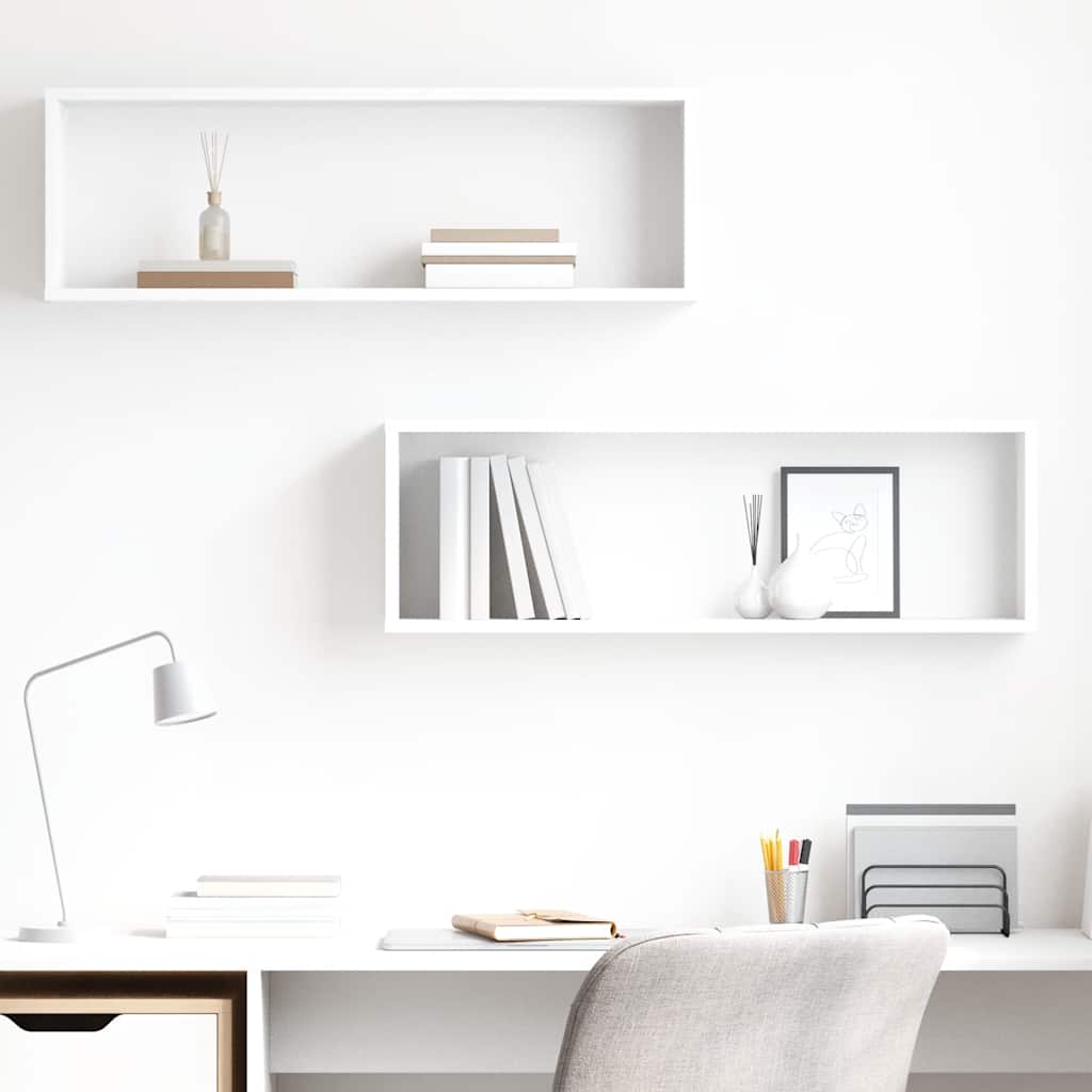 Mensole Parete a Cubo 2pz Bianco 80x15x26,5cm Legno Multistrato | homemem39