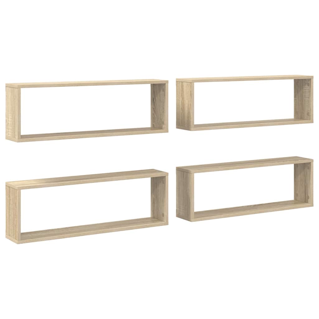 Mensole Parete Cubo 4pz Rovere Sonoma 80x15x26,5cm Multistrato | homemem39