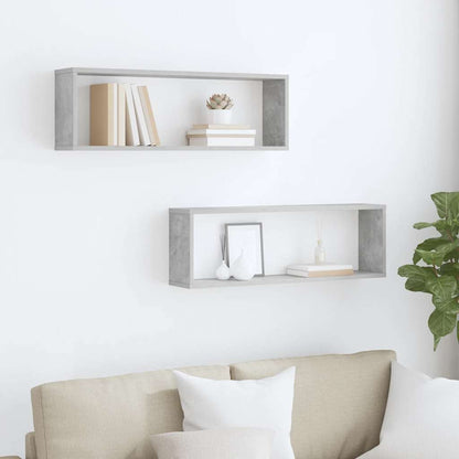 Mensole Parete Cubo 2pz Grigio Cemento 80x15x26,5cm Multistrato