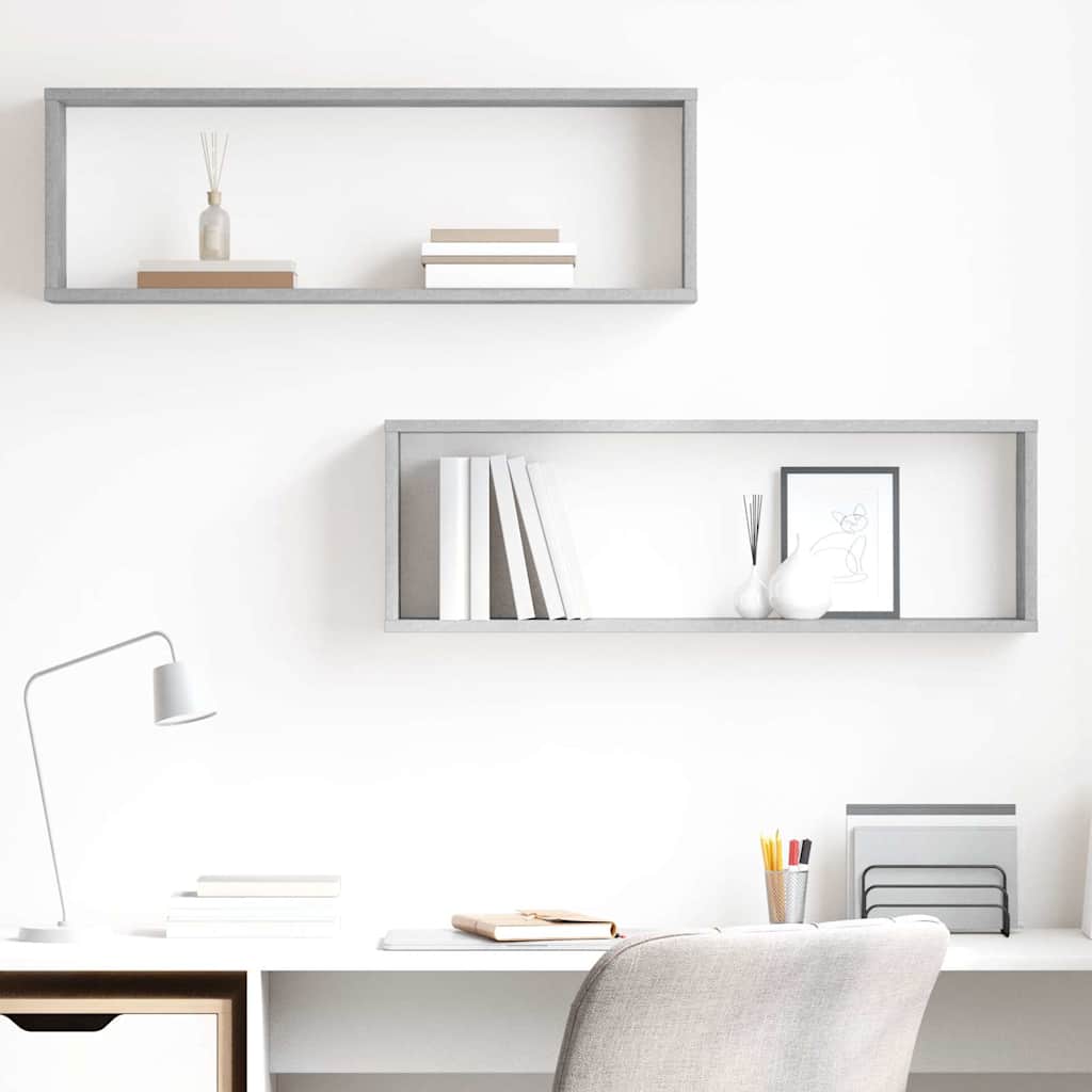 Mensole Parete Cubo 2pz Grigio Cemento 80x15x26,5cm Multistrato