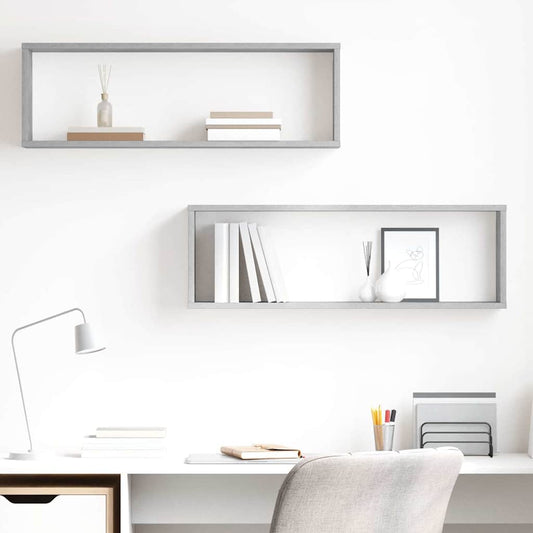 Mensole Parete Cubo 2pz Grigio Cemento 80x15x26,5cm Multistrato