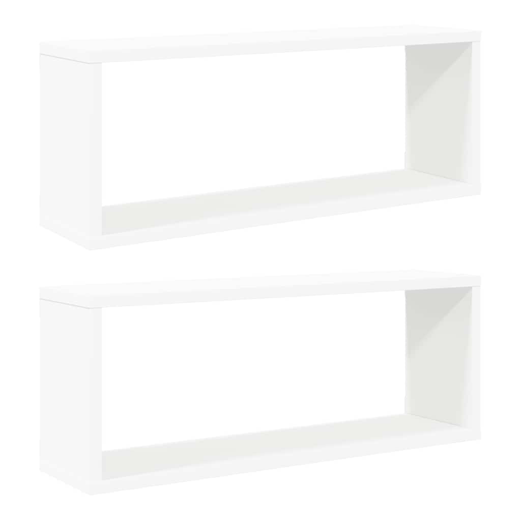Mensole Parete a Cubo 2pz Bianche 60x15x23 cm Legno Multistrato | homemem39